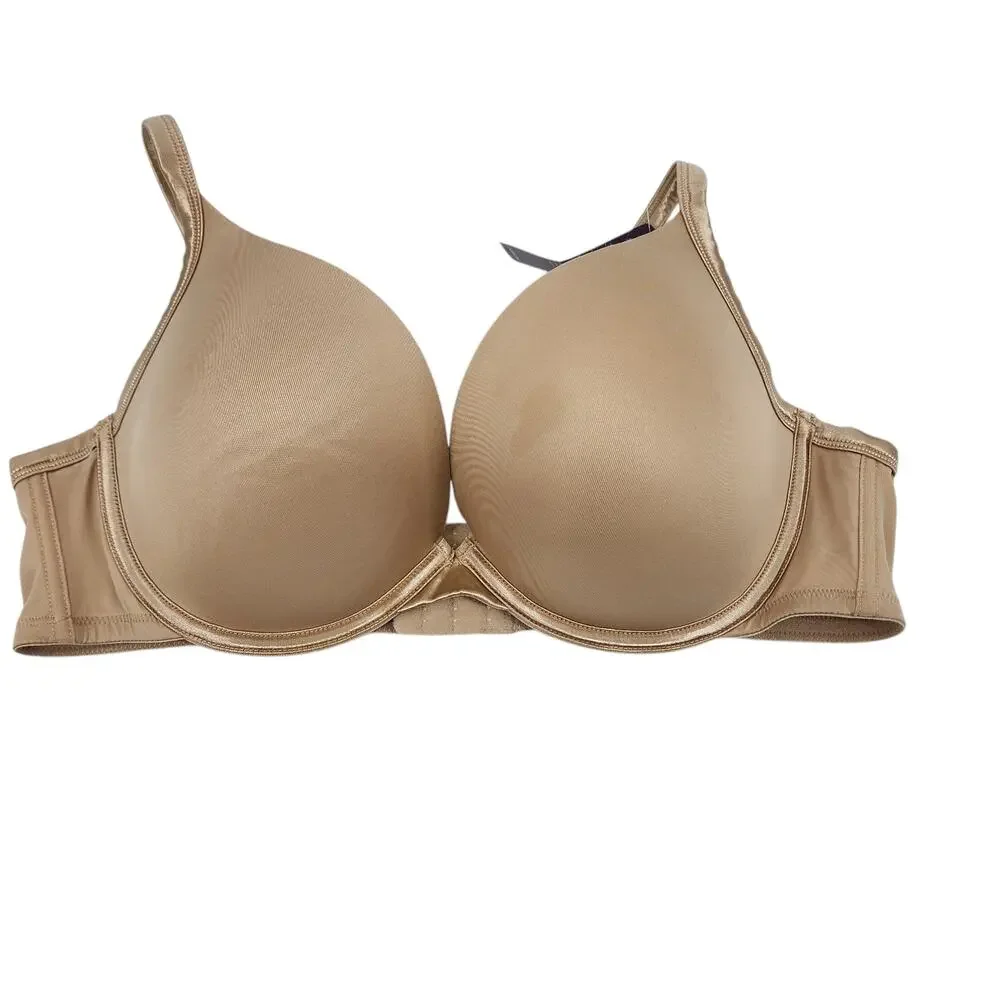 Cacique Smooth Boost Plunge Full Coverage Back Clasp Nylon Nude Bra Size 42C
